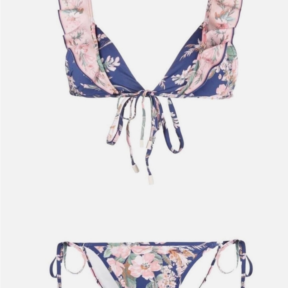 Zimmermann Navy and Blush Floral Bikini